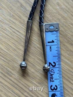 Vintage Concho Sterling Silver Native American Turquoise Bolo Tie