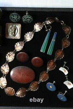 Vintage Copper Jewelry Lot Wide Native American Style Cuffs Necklace Earrings +