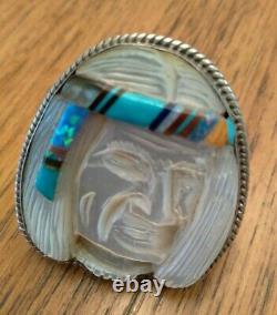 Vintage Custom Kirby Nez Navajo Native American Imaged Ring Jewelry Size 9.5 A+