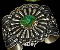 Vintage D CADMAN Old Pawn Navajo Royston Turquoise Thick Sterling Bracelet WOW
