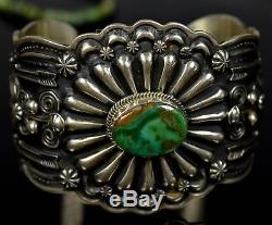 Vintage D CADMAN Old Pawn Navajo Royston Turquoise Thick Sterling Bracelet WOW