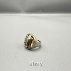 Vintage Des Enfants Sterling Silver Native American Chief Men's Ring Size 10