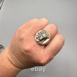 Vintage Des Enfants Sterling Silver Native American Chief Men's Ring Size 10