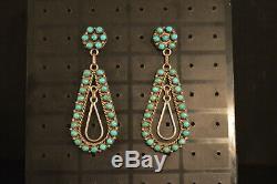 Vintage E. L. LONASEE NATIVE AMERICAN Pair of TURQUOISE EARRINGS Jewelry USA