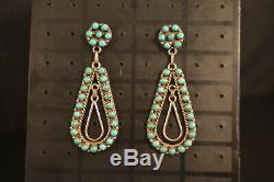 Vintage E. L. LONASEE NATIVE AMERICAN Pair of TURQUOISE EARRINGS Jewelry USA