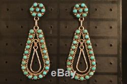 Vintage E. L. LONASEE NATIVE AMERICAN Pair of TURQUOISE EARRINGS Jewelry USA