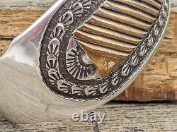 Vintage Emerson Bill Navajo Sterling & Gold Fill Wide Cuff Bracelet 7 1/2