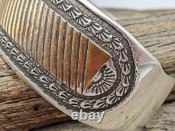 Vintage Emerson Bill Navajo Sterling & Gold Fill Wide Cuff Bracelet 7 1/2