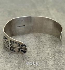 Vintage FRED HARVEY ERA Navajo Turquoise Thunderbird Sterling Bracelet 6.75 in