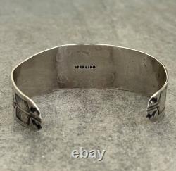 Vintage FRED HARVEY ERA Navajo Turquoise Thunderbird Sterling Bracelet 6.75 in