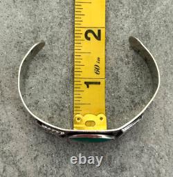 Vintage FRED HARVEY ERA Navajo Turquoise Thunderbird Sterling Bracelet 6.75 in