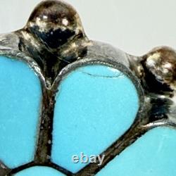 Vintage Frank Vacit Earrings Zuni Turquoise Inlay Sterling Silver Pierced READ