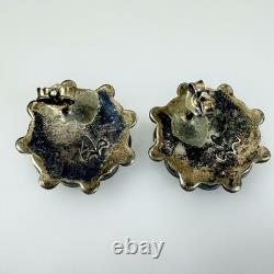 Vintage Frank Vacit Earrings Zuni Turquoise Inlay Sterling Silver Pierced READ