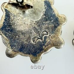 Vintage Frank Vacit Earrings Zuni Turquoise Inlay Sterling Silver Pierced READ
