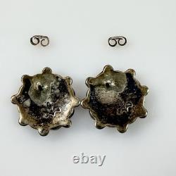 Vintage Frank Vacit Earrings Zuni Turquoise Inlay Sterling Silver Pierced READ