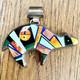 Vintage Frank Yellowhorse Navajo Sterling Silver Multi Stone Inlay Bear Pendant