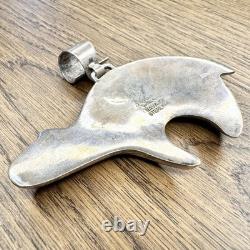 Vintage Frank Yellowhorse Navajo Sterling Silver Multi Stone Inlay Bear Pendant