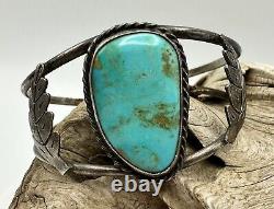 Vintage Fred Harvey Era Navajo Native American Sterling Turquoise Cuff Bracelet