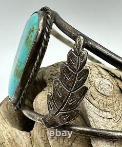 Vintage Fred Harvey Era Navajo Native American Sterling Turquoise Cuff Bracelet