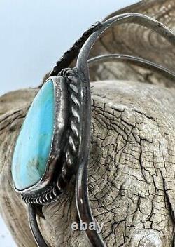 Vintage Fred Harvey Era Navajo Native American Sterling Turquoise Cuff Bracelet