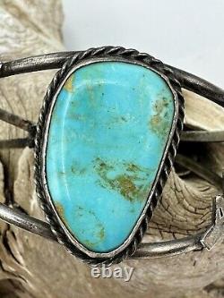 Vintage Fred Harvey Era Navajo Native American Sterling Turquoise Cuff Bracelet