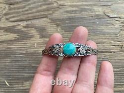 Vintage Fred Harvey Era Sterling Native American Turquoise Cuff Bracelet Jewelry