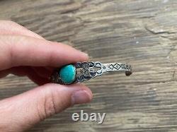 Vintage Fred Harvey Era Sterling Native American Turquoise Cuff Bracelet Jewelry