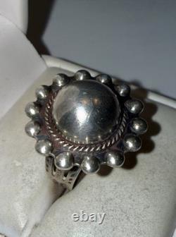 Vintage Fred Harvey Native American Solid Sterling Silver Dome Ring Size 6.5