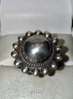 Vintage Fred Harvey Native American Solid Sterling Silver Dome Ring Size 6.5