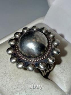 Vintage Fred Harvey Native American Solid Sterling Silver Dome Ring Size 6.5