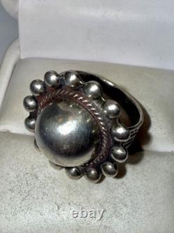 Vintage Fred Harvey Native American Solid Sterling Silver Dome Ring Size 6.5