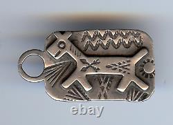 Vintage Fred Harvey Navajo Indian Stampwork Silver Horse Tag Pendant