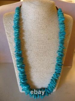 Vintage Genuine Turquoise And Sterling Native American Southwestern Necklace