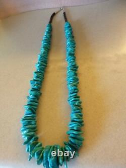 Vintage Genuine Turquoise And Sterling Native American Southwestern Necklace