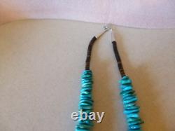Vintage Genuine Turquoise And Sterling Native American Southwestern Necklace