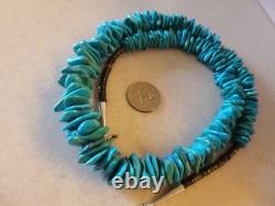 Vintage Genuine Turquoise And Sterling Native American Southwestern Necklace