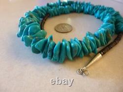 Vintage Genuine Turquoise And Sterling Native American Southwestern Necklace