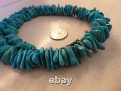 Vintage Genuine Turquoise And Sterling Native American Southwestern Necklace