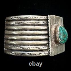 Vintage Gibson Nez Navajo Sterling Silver 3 Turquoise Heavy Bangle Bracelet