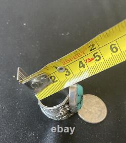 Vintage HH Navajo Sterling Silver & Turquoise Mens Ring Size 12 Jewelry