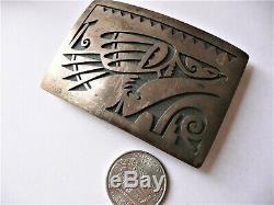 Vintage HOPI Sterling Silver Overlay Eagle Belt Buckle