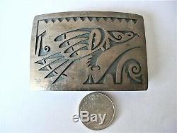 Vintage HOPI Sterling Silver Overlay Eagle Belt Buckle