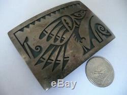 Vintage HOPI Sterling Silver Overlay Eagle Belt Buckle