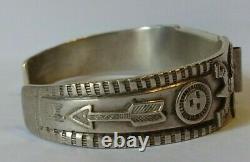 Vintage Hallmarked 1930's Navajo Indian Silver Arrows Knifewing Watch Band Cuff