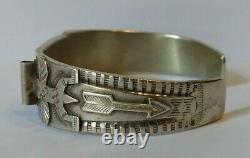 Vintage Hallmarked 1930's Navajo Indian Silver Arrows Knifewing Watch Band Cuff