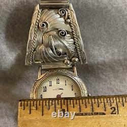 Vintage Handcrafted Native American Sterling Silver Watch-STUNNING WORKS GREAT