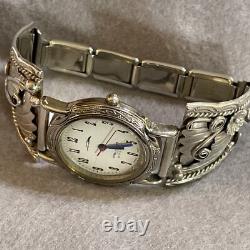 Vintage Handcrafted Native American Sterling Silver Watch-STUNNING WORKS GREAT