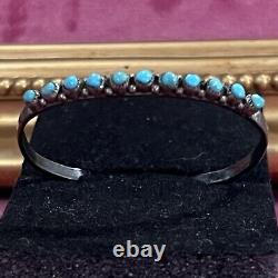 Vintage Handcrafted Zuni Turquoise & SterlingSilver Baby Bracelet, NativeAmerican