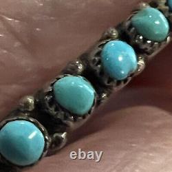 Vintage Handcrafted Zuni Turquoise & SterlingSilver Baby Bracelet, NativeAmerican