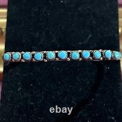 Vintage Handcrafted Zuni Turquoise & SterlingSilver Baby Bracelet, NativeAmerican